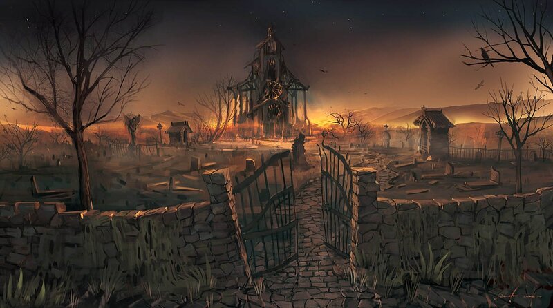 Abandoned Cemetery at Dusk