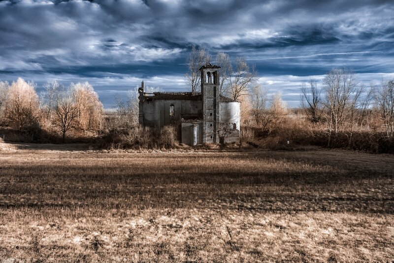 Abandoned Chapel in Field