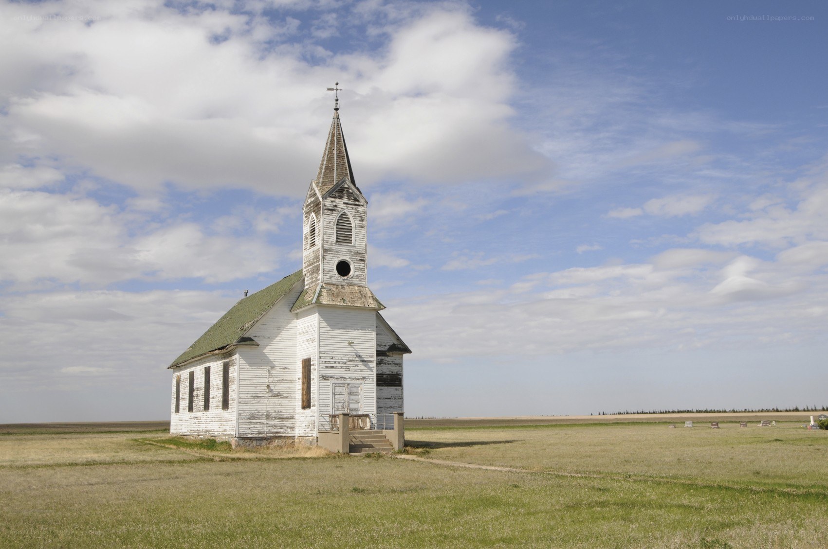 Abandoned church in prairie