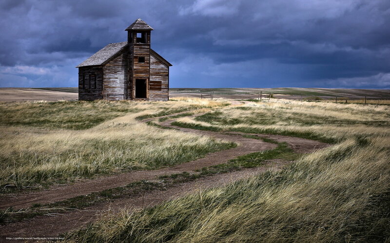 Abandoned church in prairie