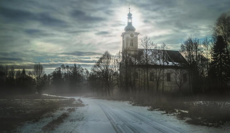 Abandoned Church in Winter — Gray