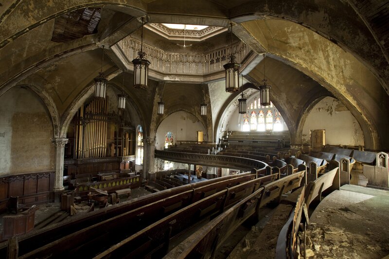 Abandoned Church Interior — Brown, Desolate