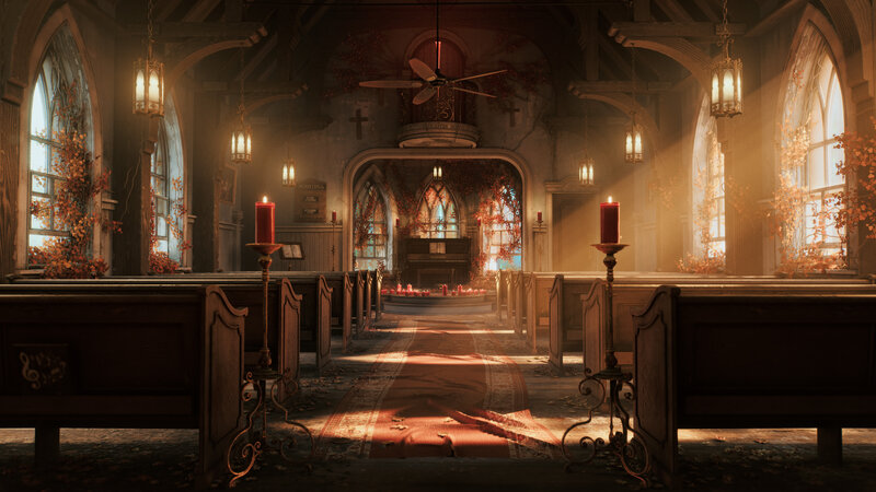 Abandoned Church Interior — Brown, Somber