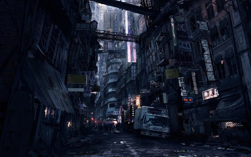 Abandoned City Alley — Dark Blue