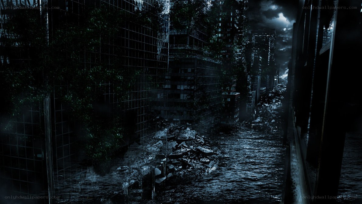 abandoned city at night