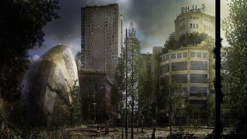 Abandoned City Buildings — Gray, Dramatic