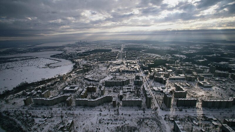 Abandoned City in Snow — Gray