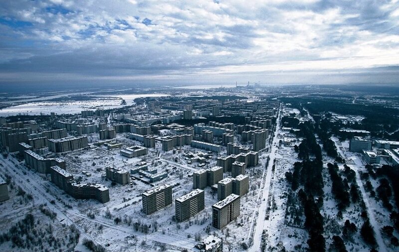 Abandoned city in winter