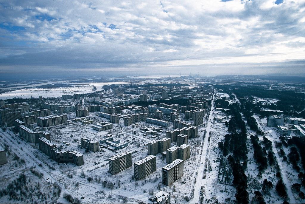 Abandoned city in winter