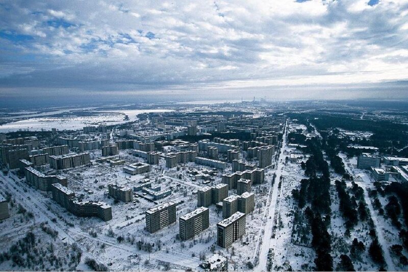 Abandoned city in winter