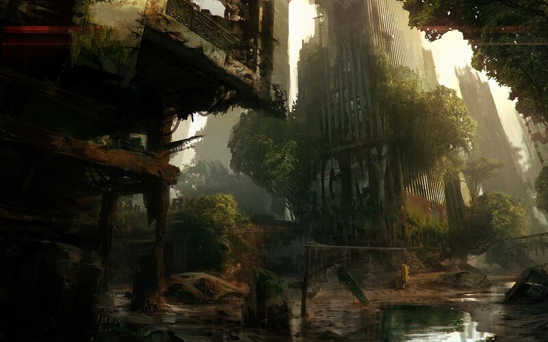 abandoned city overgrown with nature