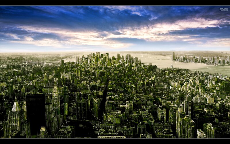 Abandoned City Skyline — Green