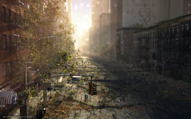 abandoned city street at sunrise