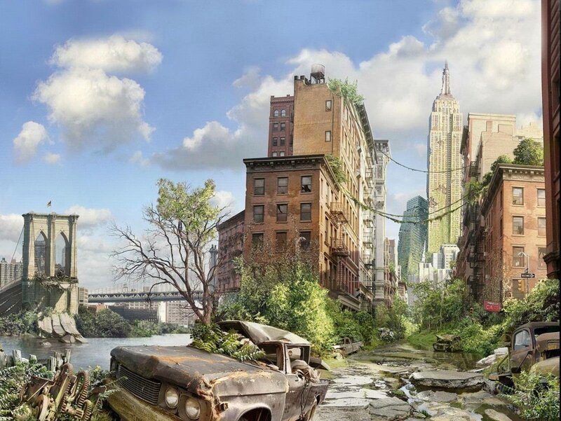 Abandoned City Street — Blue