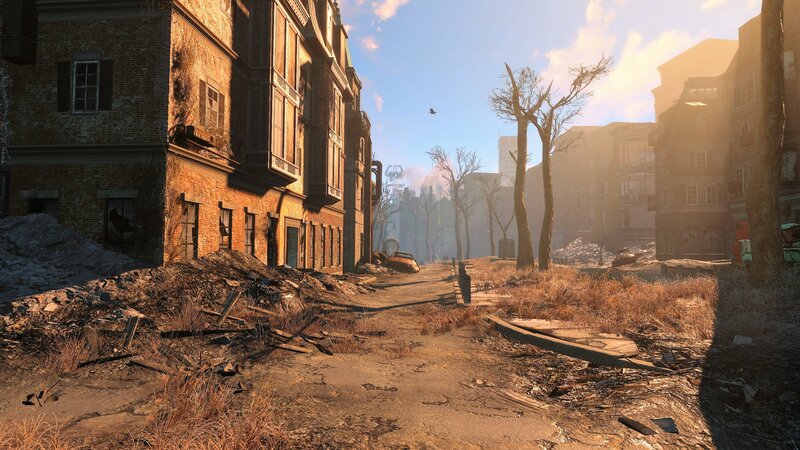 Abandoned City Street — Brown, Desolate, Afternoon, 3d Render, Buildings