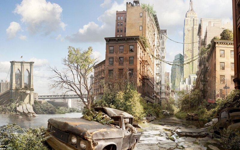 Abandoned City Street — Brown, Desolate, Afternoon, Digital Art, Brooklyn Bridge
