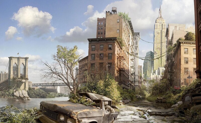 Abandoned City Street — Brown, Desolate, Afternoon, Digital Art