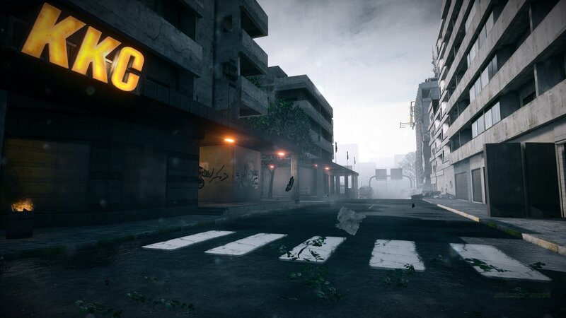Abandoned City Street — Gray, Desolate, Morning, 3d Render
