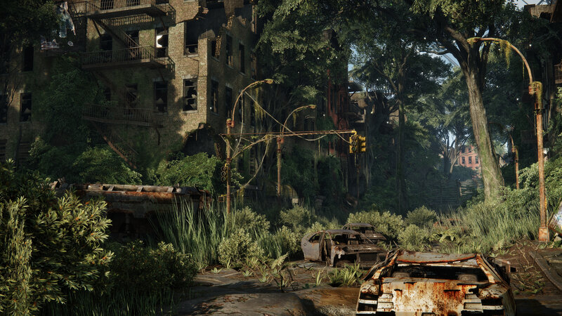 Abandoned City Street — Green, Desolate, Afternoon, 3d Render