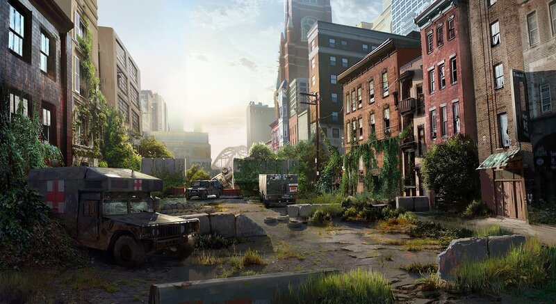 Abandoned City Street — Green, Desolate, Morning