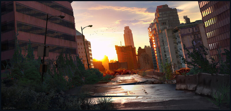 Abandoned City Street — Orange, Dramatic, Sunset