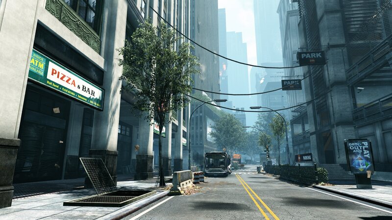 abandoned city street scene