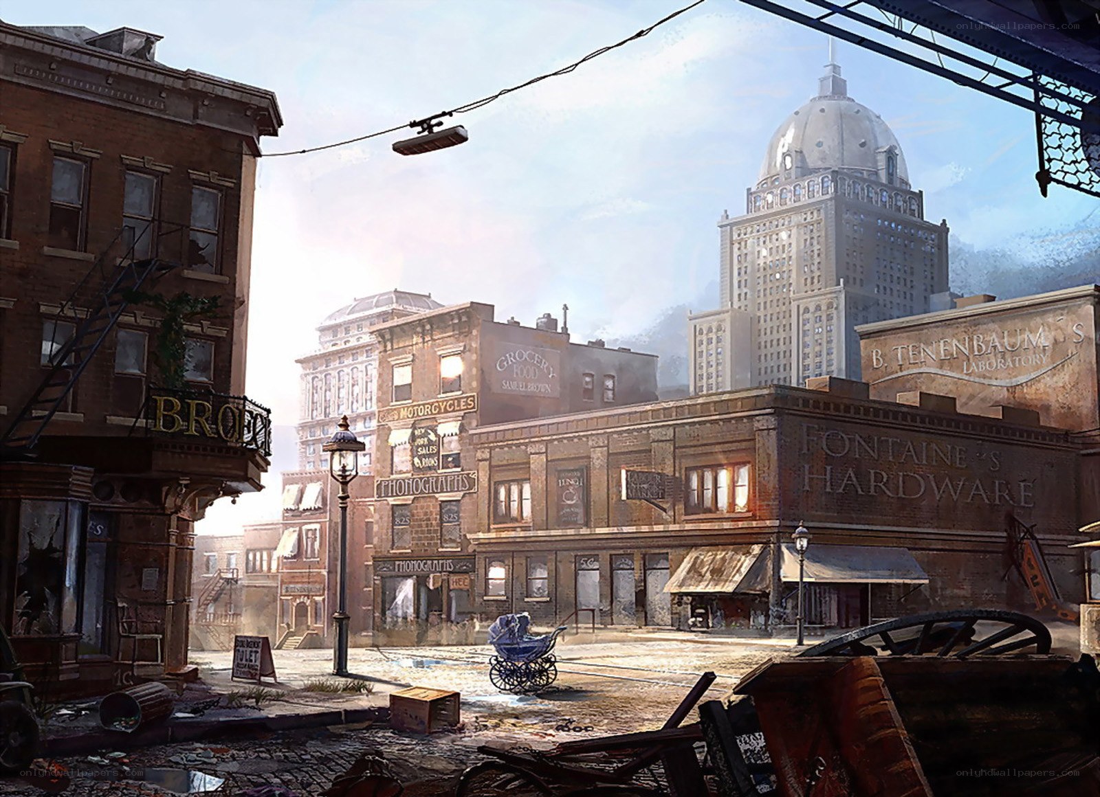 Abandoned city street scene