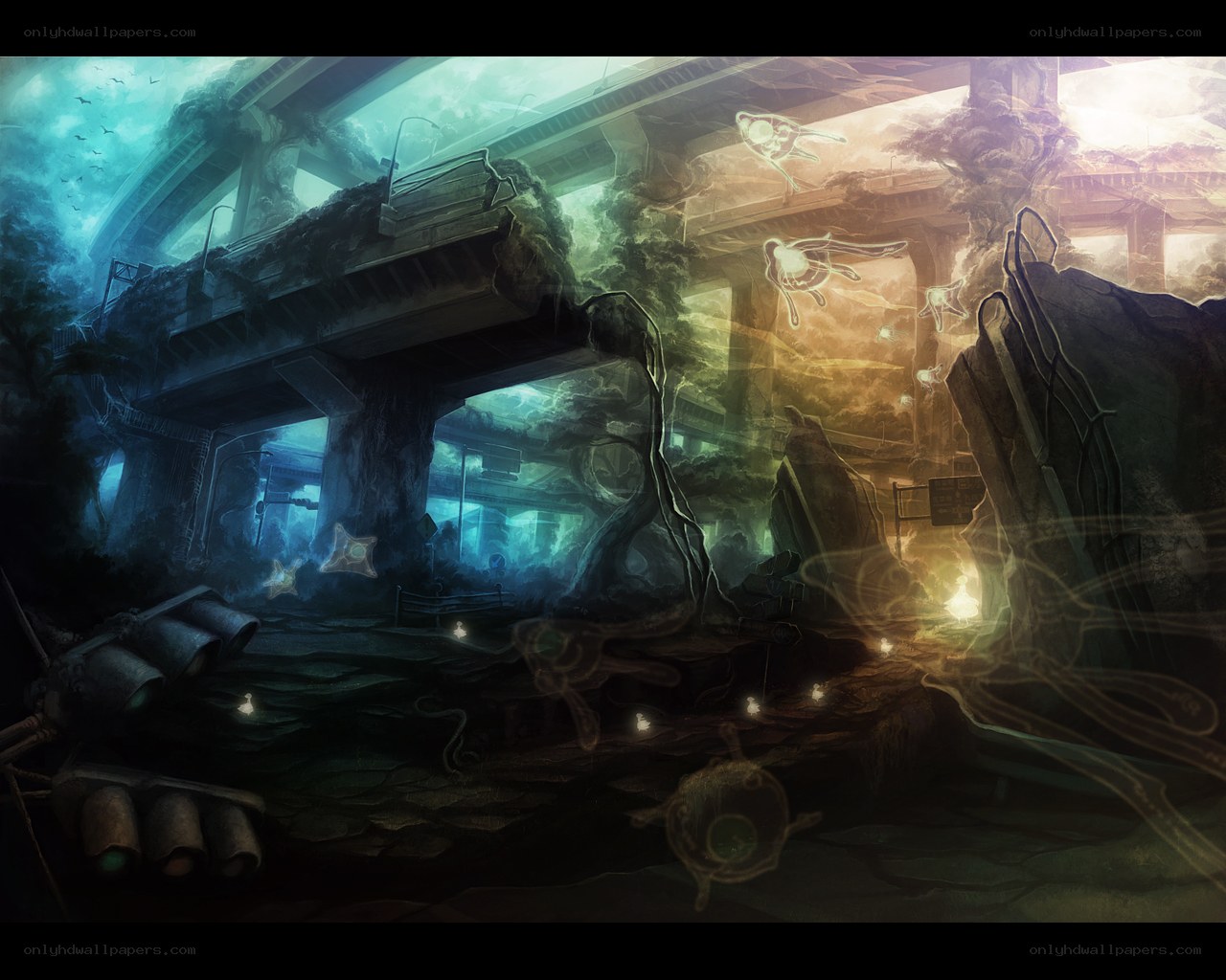 Abandoned city under overgrowth
