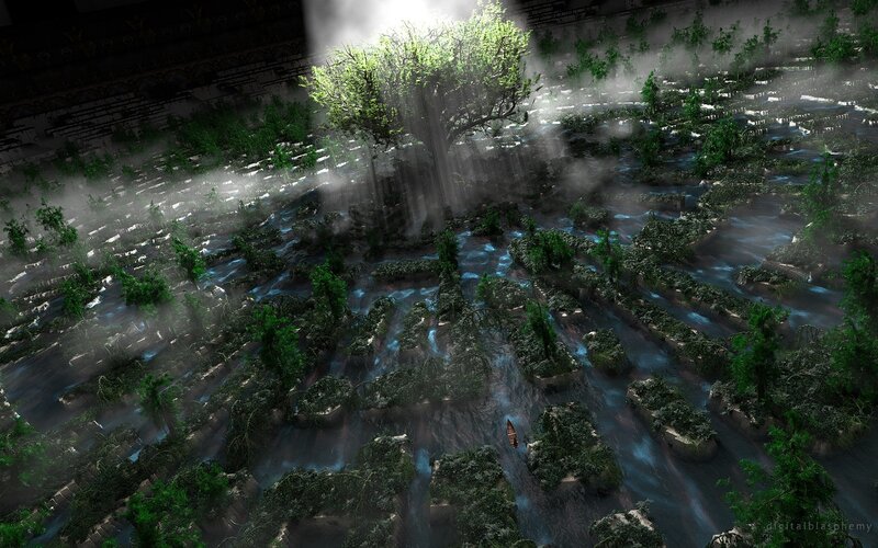 Abandoned City with River