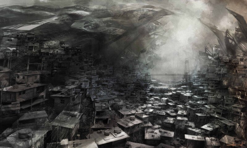 Abandoned Cityscape — Gray, Dramatic, Digital Art