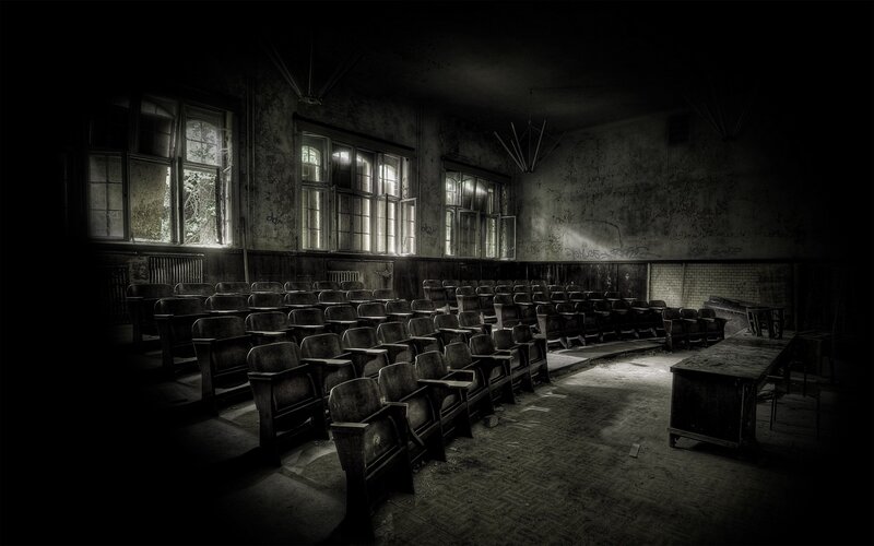 abandoned classroom interior