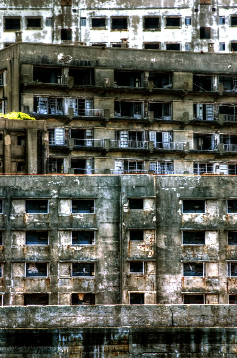 Abandoned concrete apartment building