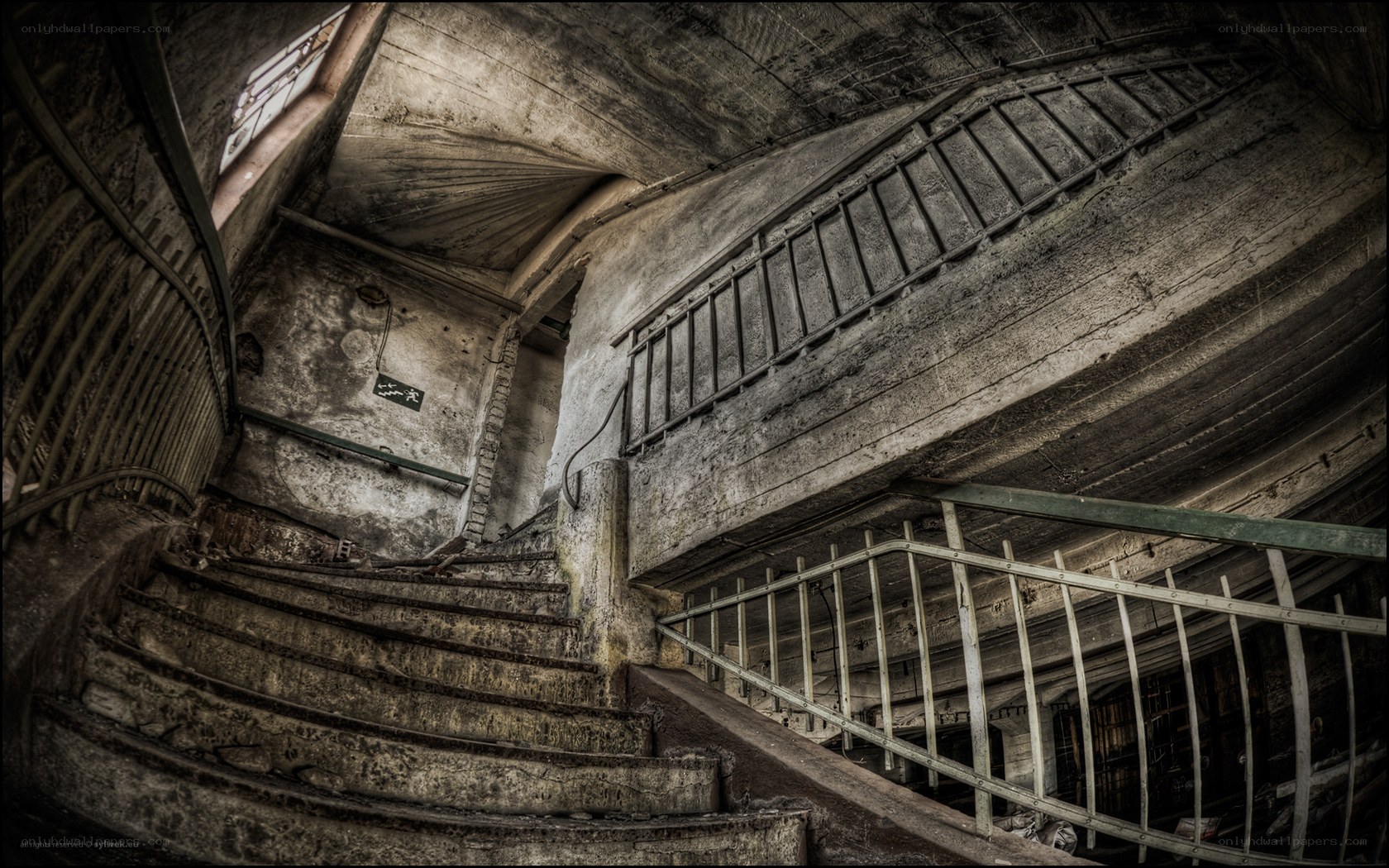 Abandoned concrete stairwell