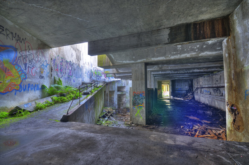 Abandoned concrete structure