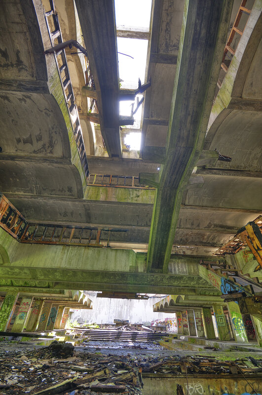Abandoned Concrete Structure — Green, Dramatic