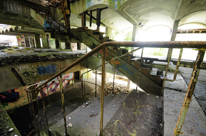 Abandoned concrete structure interior