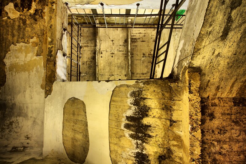abandoned concrete structure interior
