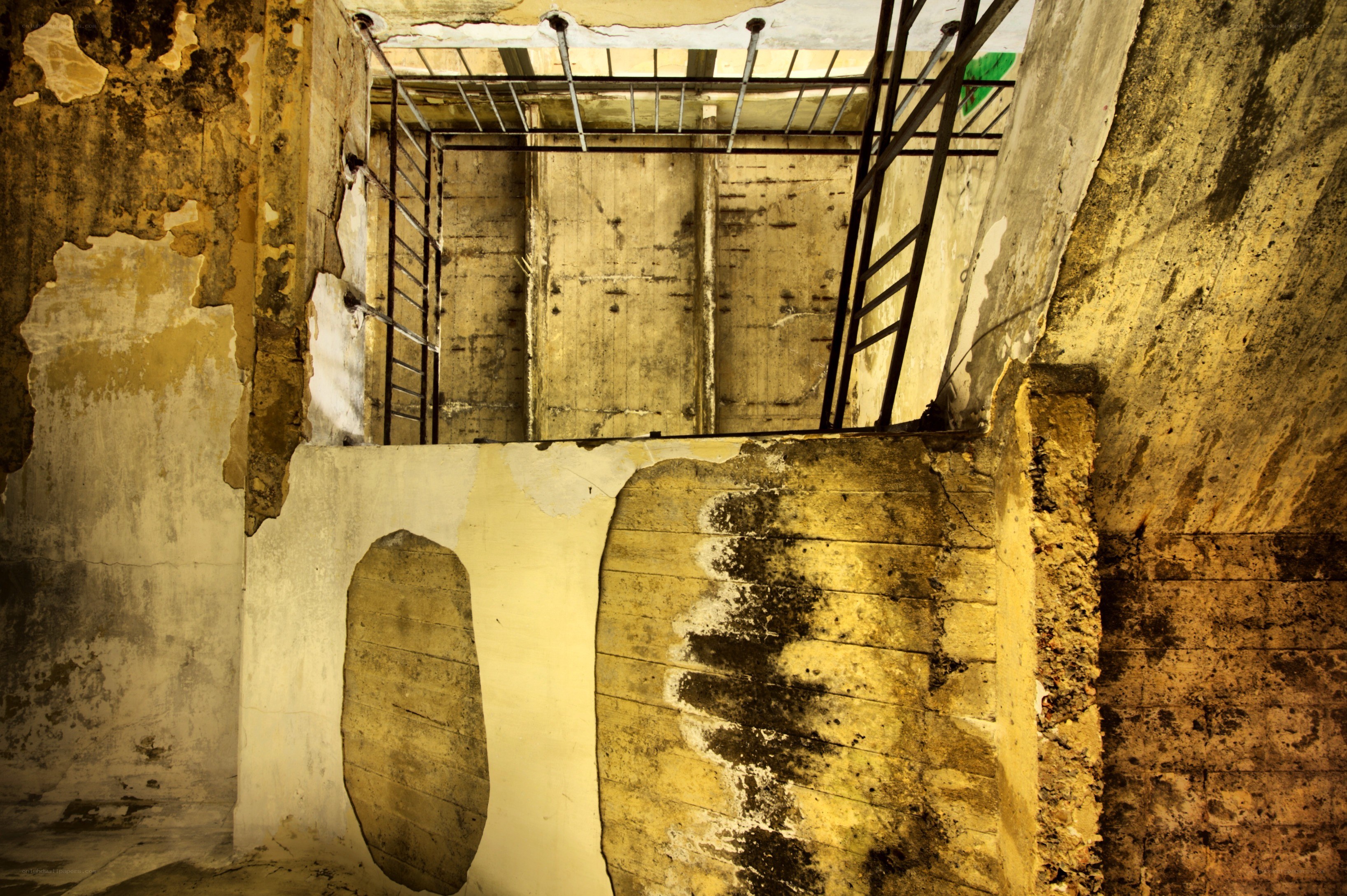 abandoned concrete structure interior