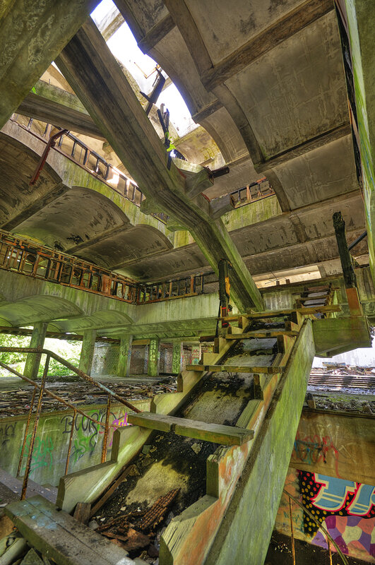 Abandoned concrete structure interior