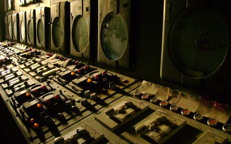 Abandoned Control Panel — Black, Dramatic