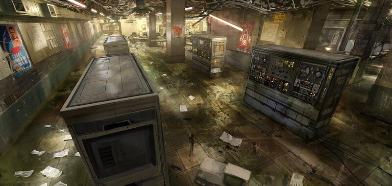 Abandoned Control Room — Gray, Dystopian