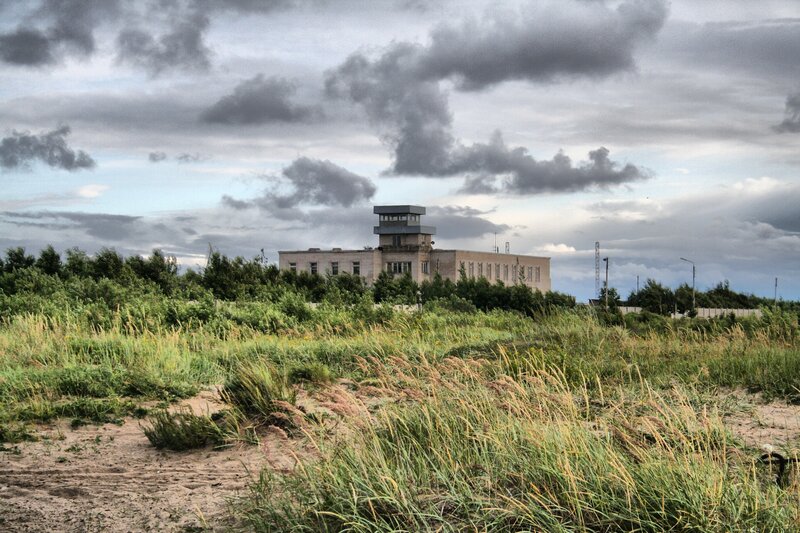 Abandoned control tower building