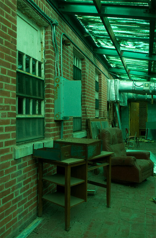 abandoned corridor with furniture