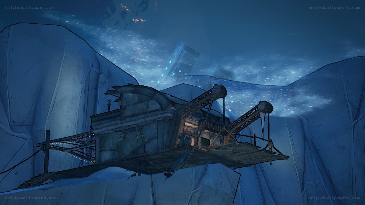 abandoned crane on icy cliff