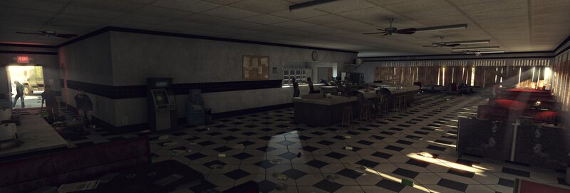 abandoned diner interior