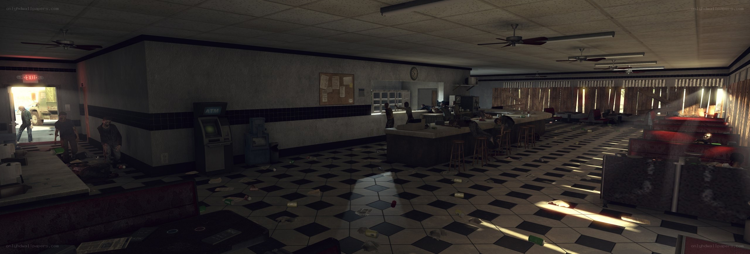 abandoned diner interior