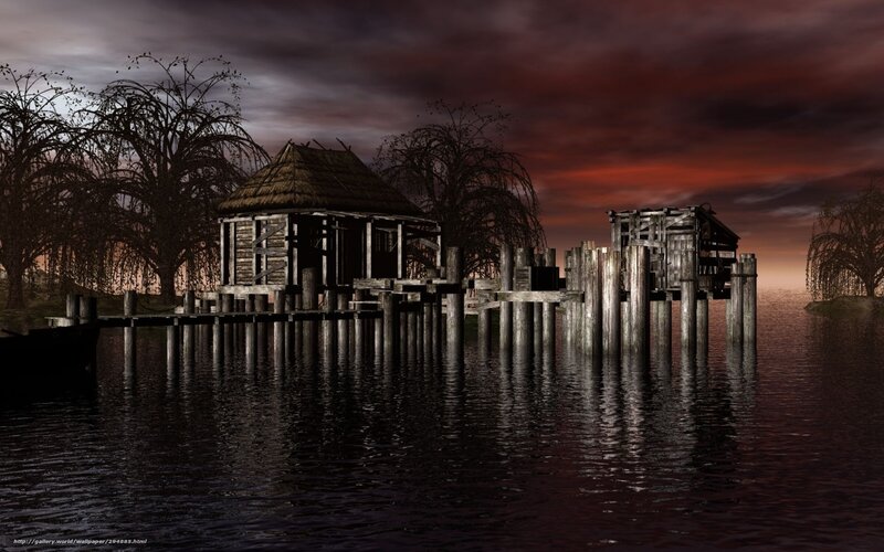 abandoned dock at dusk
