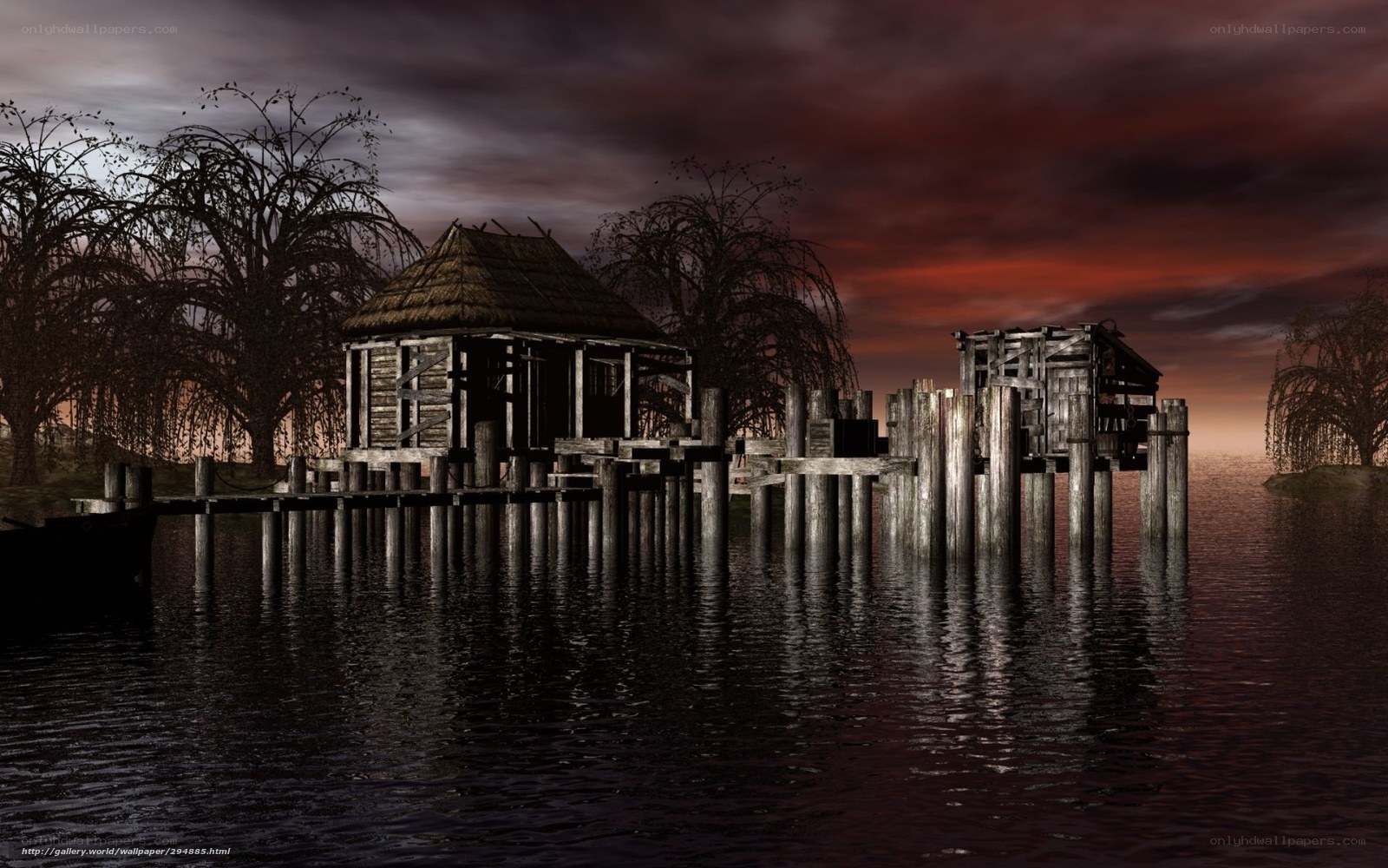 abandoned dock at dusk