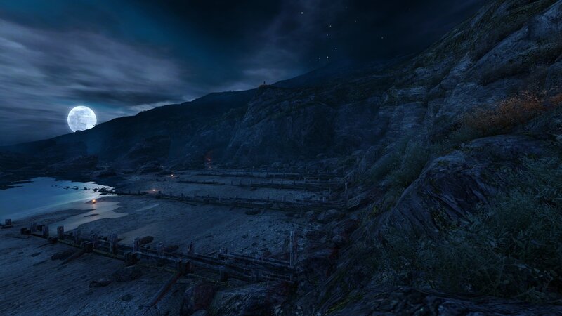 Abandoned Dock at Night — Blue, Dark, Mysterious