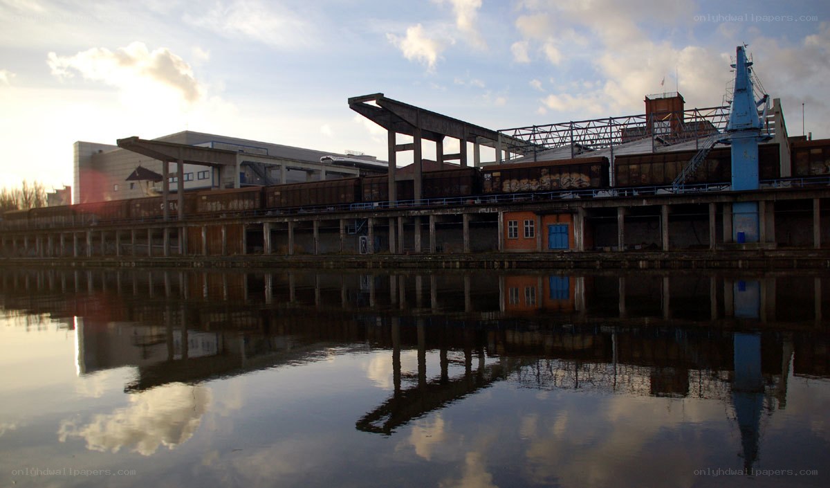 abandoned dock at sunset